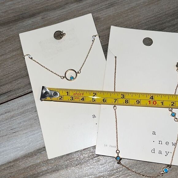 Necklace And Bracelet Set Gold Tone With Turquoise Colored Bead NWT - Picture 5 of 5